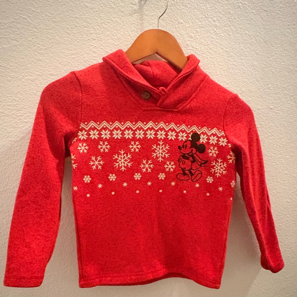 Disney Red Kids Hoodie with Snowflake and Character Design